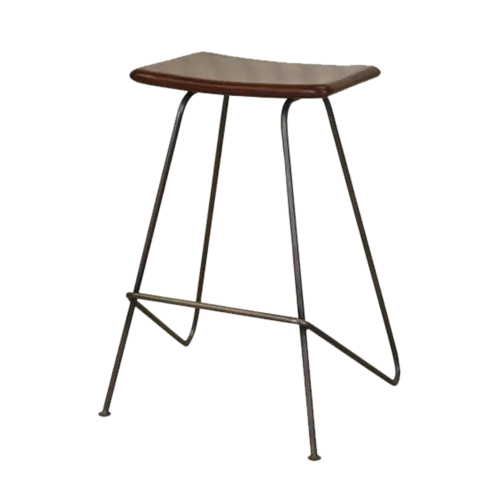 17.2" X 16" X 25" Brown & Black Iron Leather Counter Stool