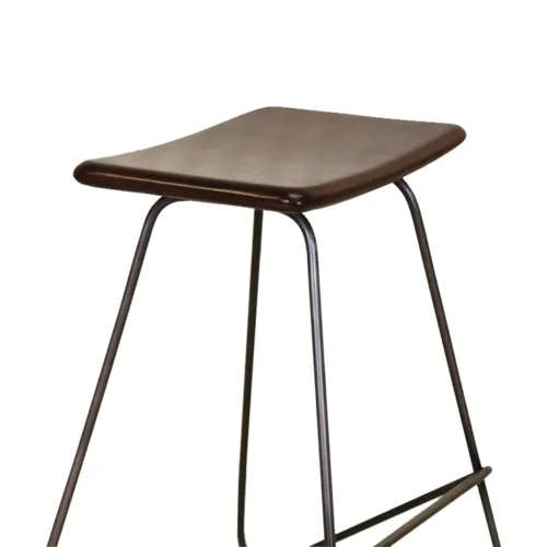 17.2" X 16" X 25" Brown & Black Iron Leather Counter Stool