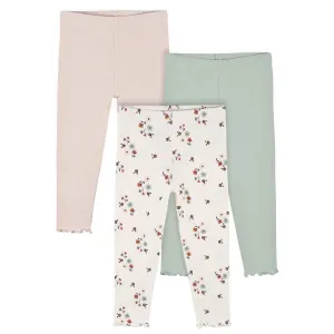 3-Pack Infant & Toddler Girls Mint Floral Leggings