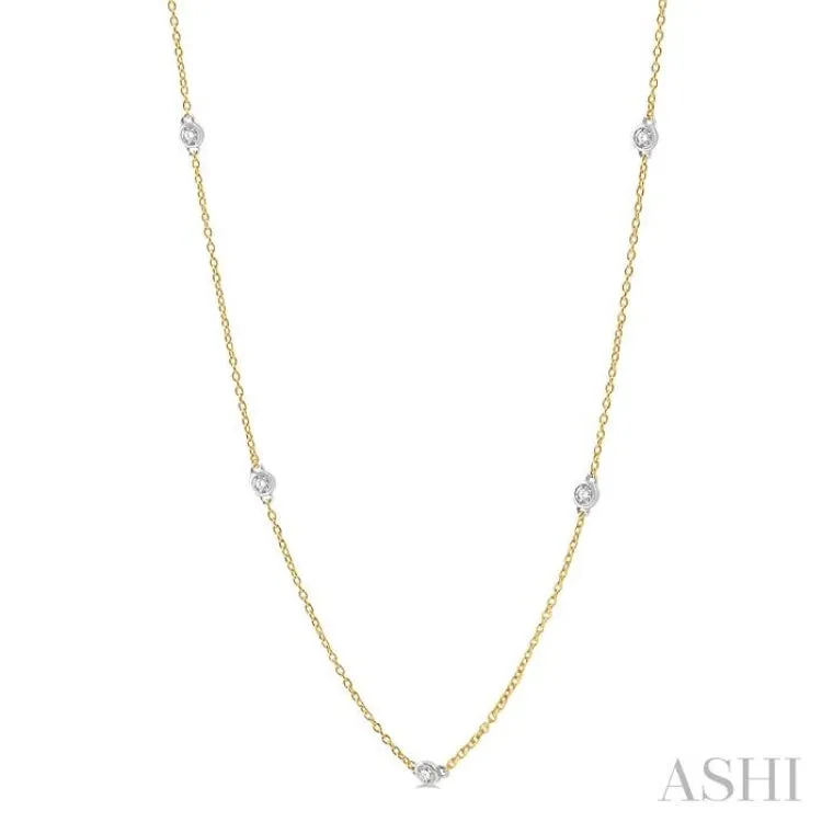 3/4 Ctw Round Cut Diamond Fashion Necklace in 14K Yellow and White Gold