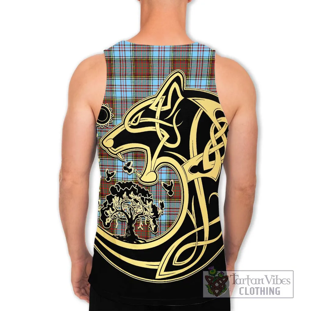 Anderson Ancient Tartan Men's Tank Top with Family Crest Celtic Wolf Style