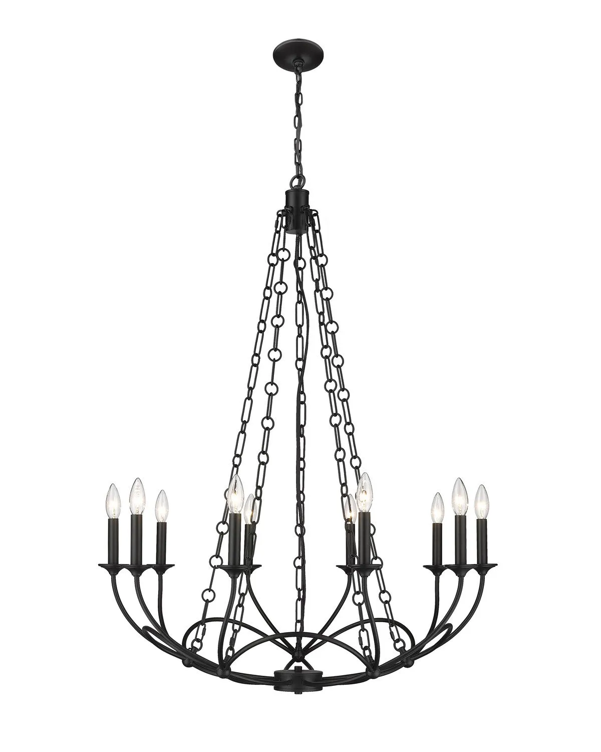 Arabella Ten Light Chandelier in Matte Black