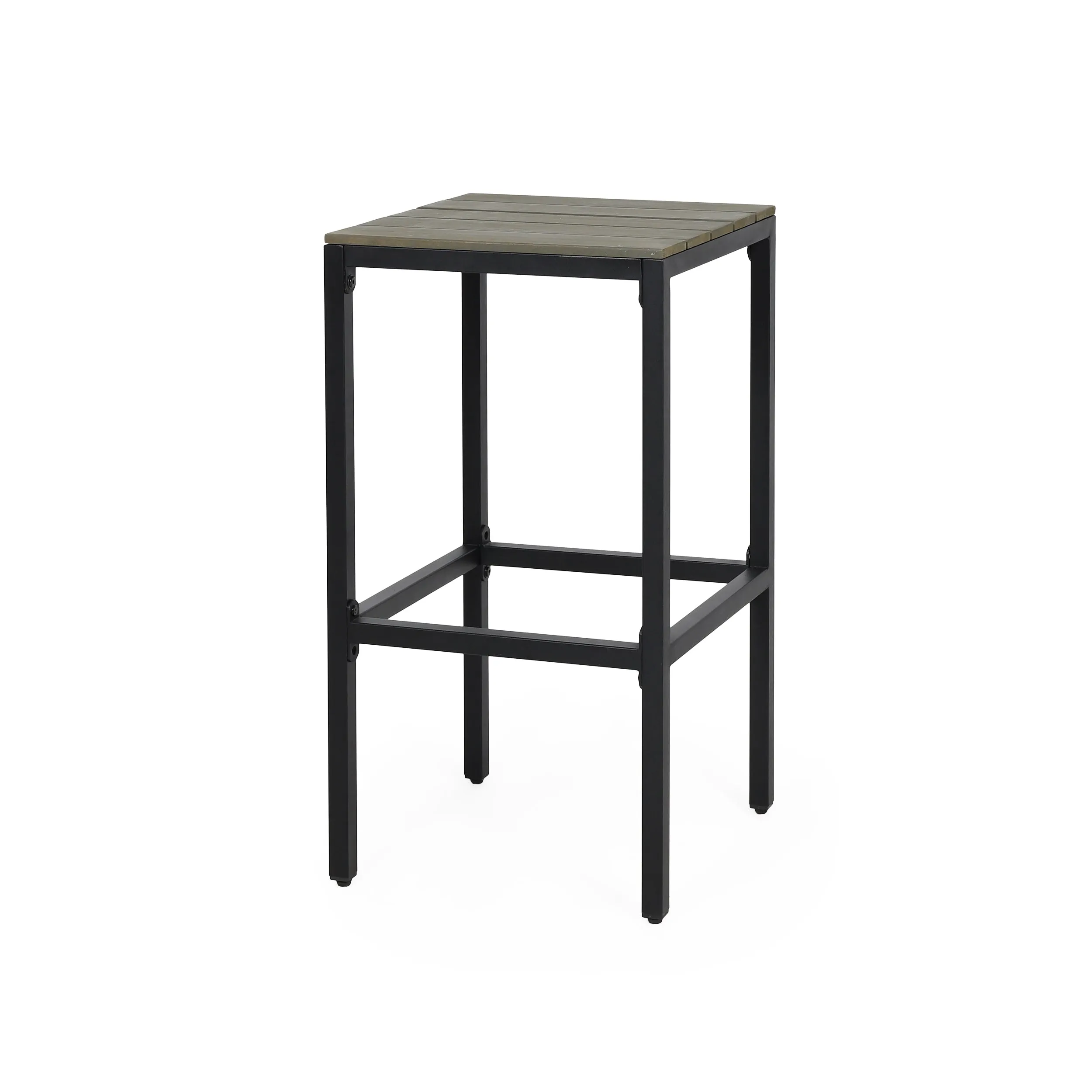 Arath Outdoor Modern Industrial Acacia Wood Bar Stools (Set of 2)