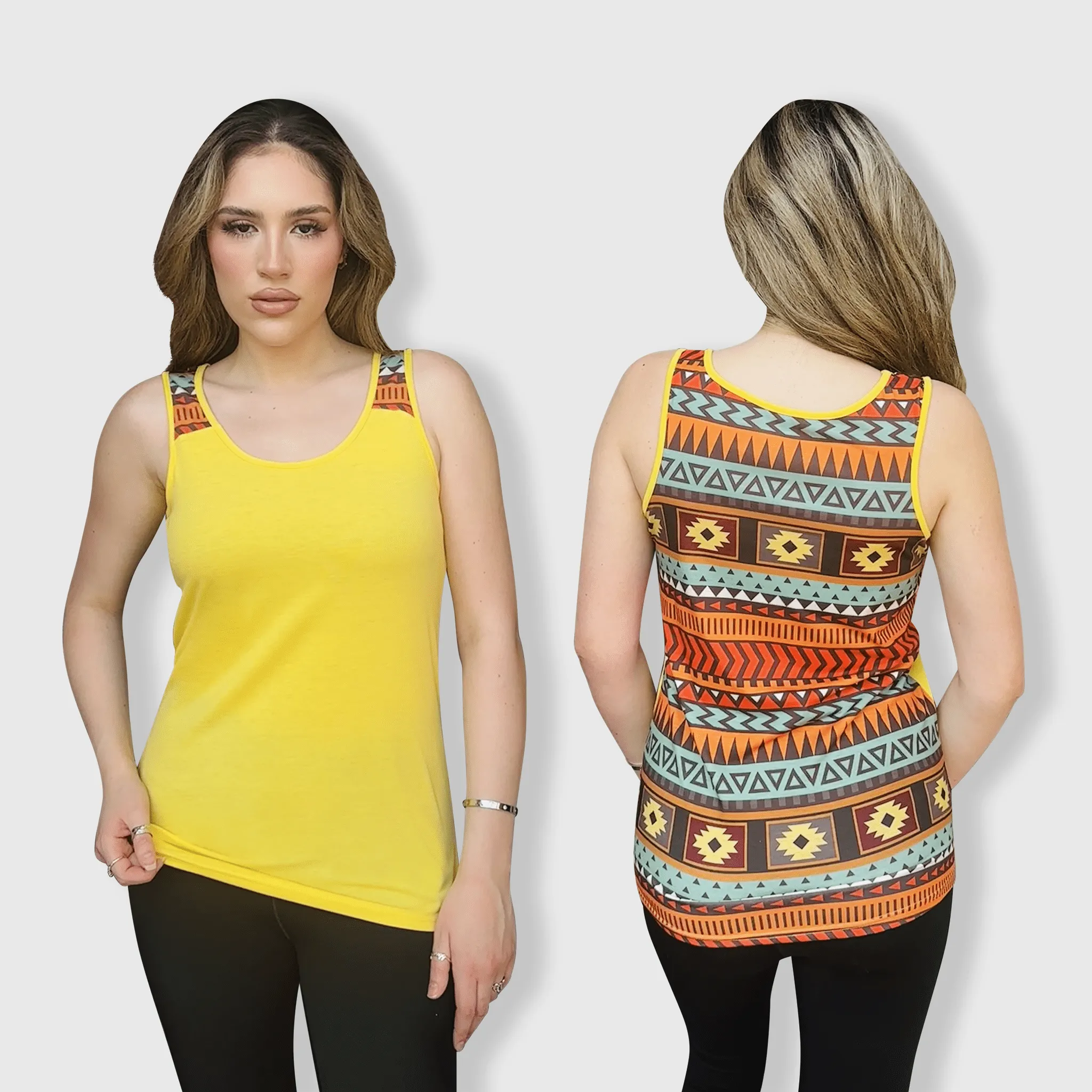 Aztec Yellow Polyester Tank Top