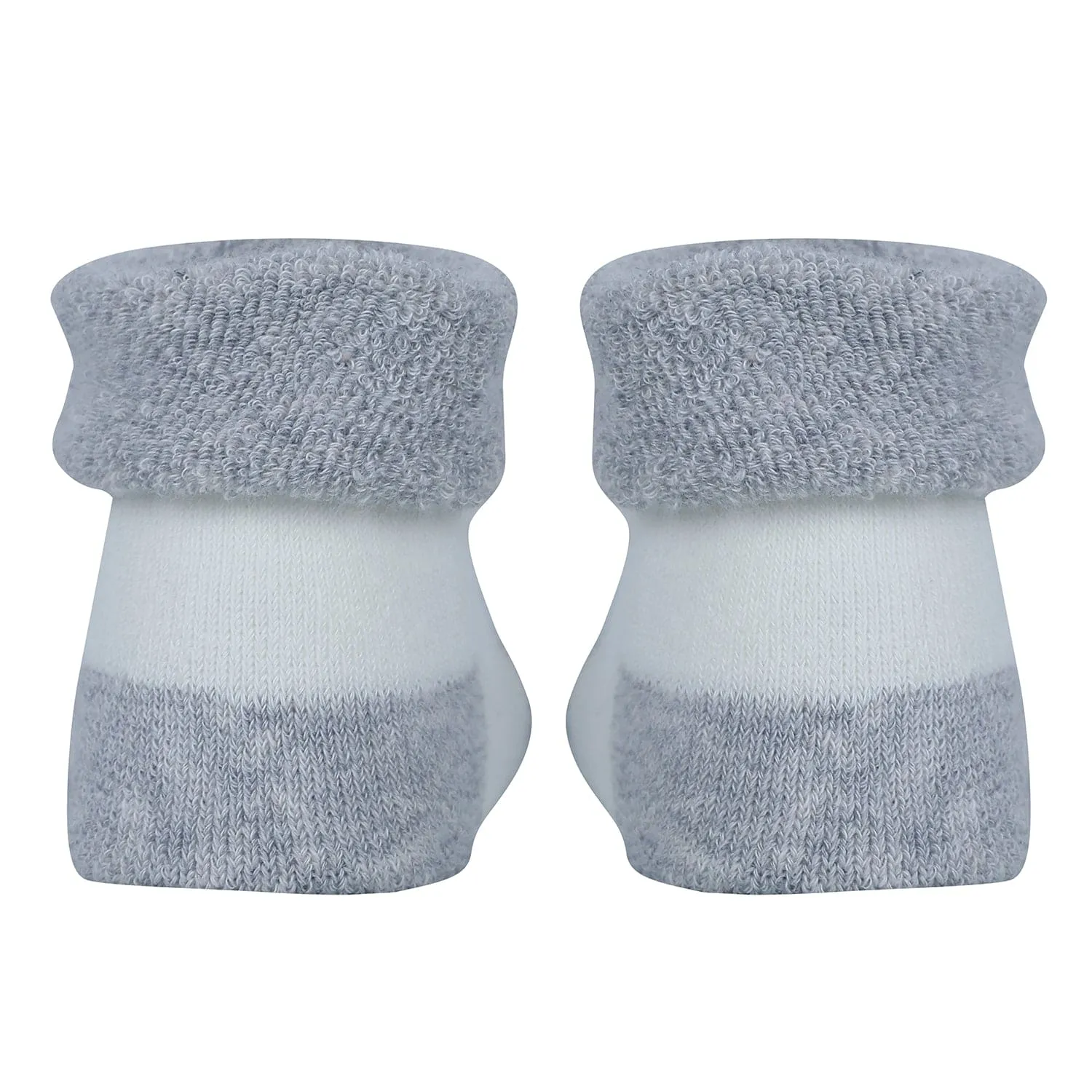 Baby Moo Bunny And Cow 3D Rattle Anti-Skid Socks Booties Pack of 2 - Green, Grey