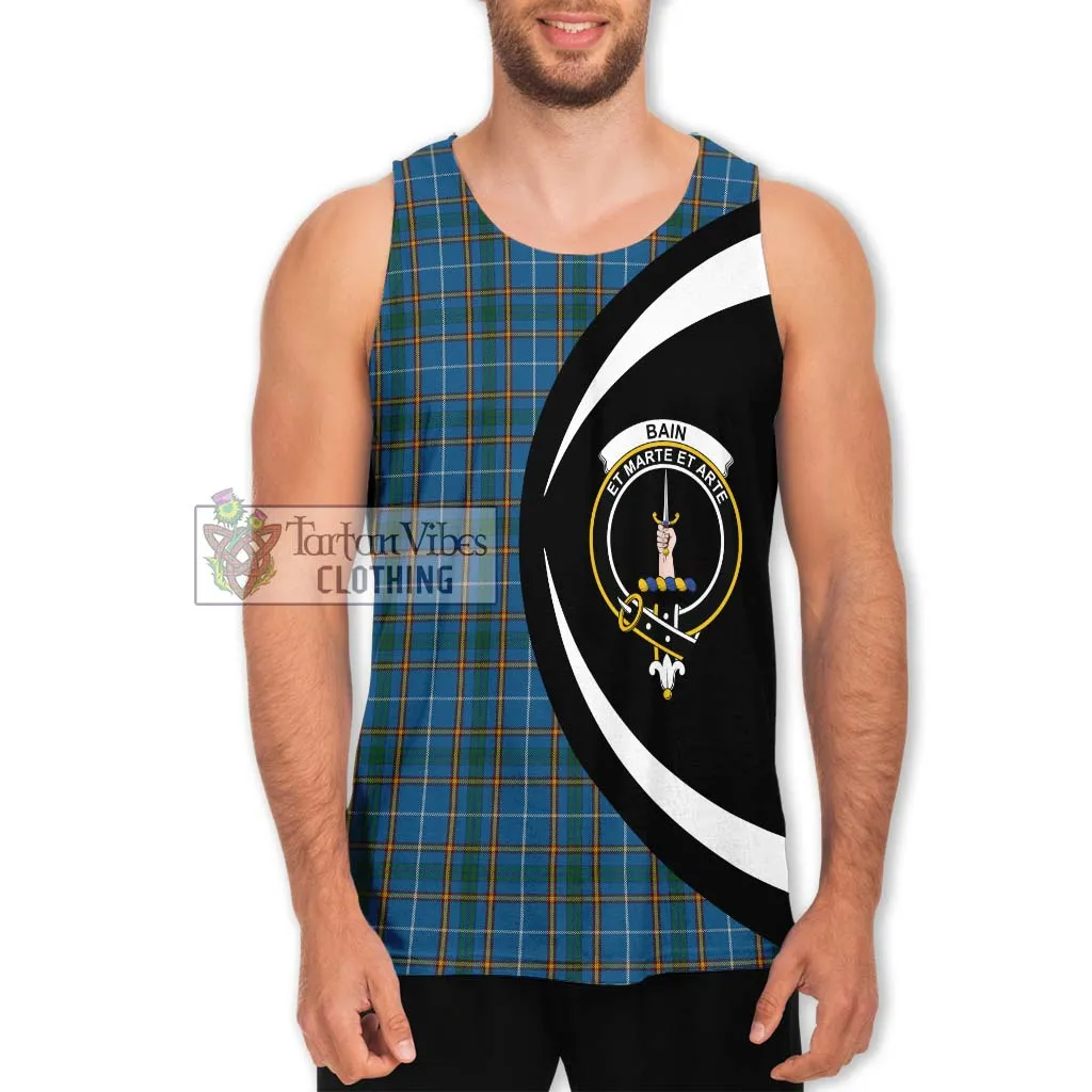 Bain Tartan Men's Tank Top with Family Crest Circle Style