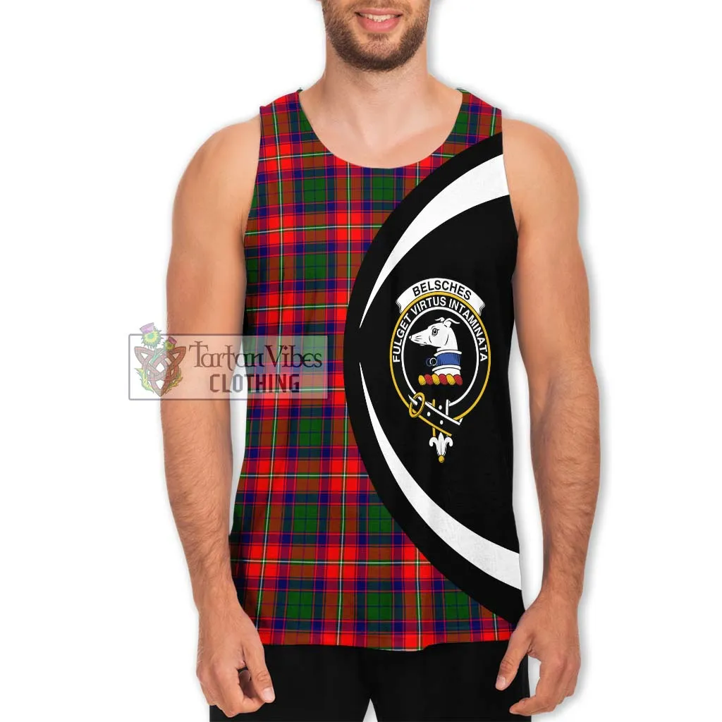 Belsches Tartan Men's Tank Top with Family Crest Circle Style