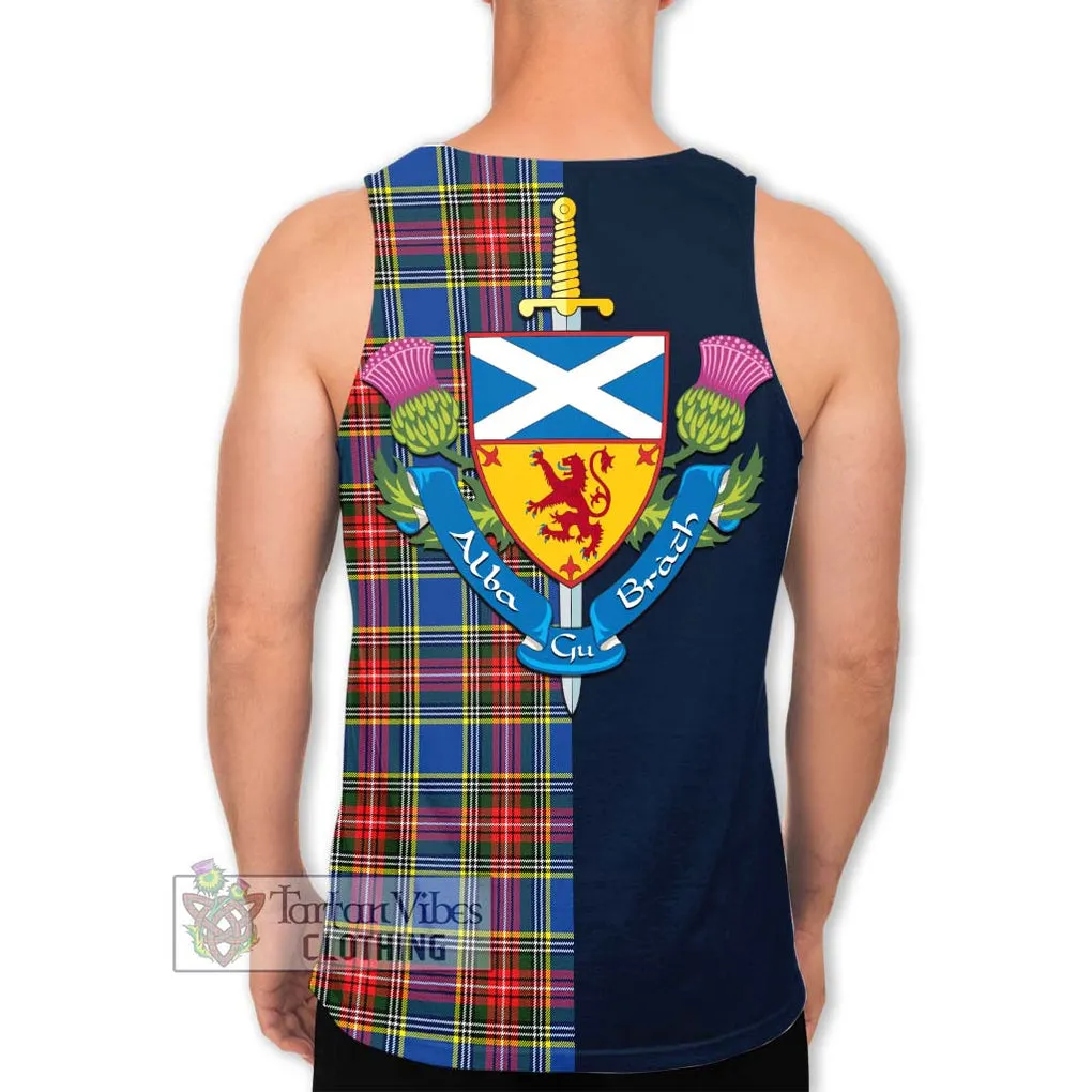 Bethune Tartan Men's Tank Top Alba with Scottish Lion Royal Arm Half Style