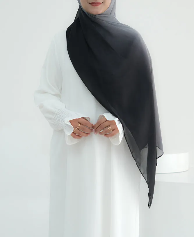 Black Ombre scarf rectangular hijab in chiffon premium quality