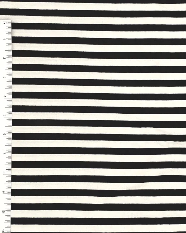 Black White Stretch Rayon Jersey Striped Knit Fabric