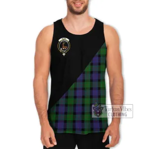 Blair Tartan Men's Tank Top with Family Crest and Military Logo Style