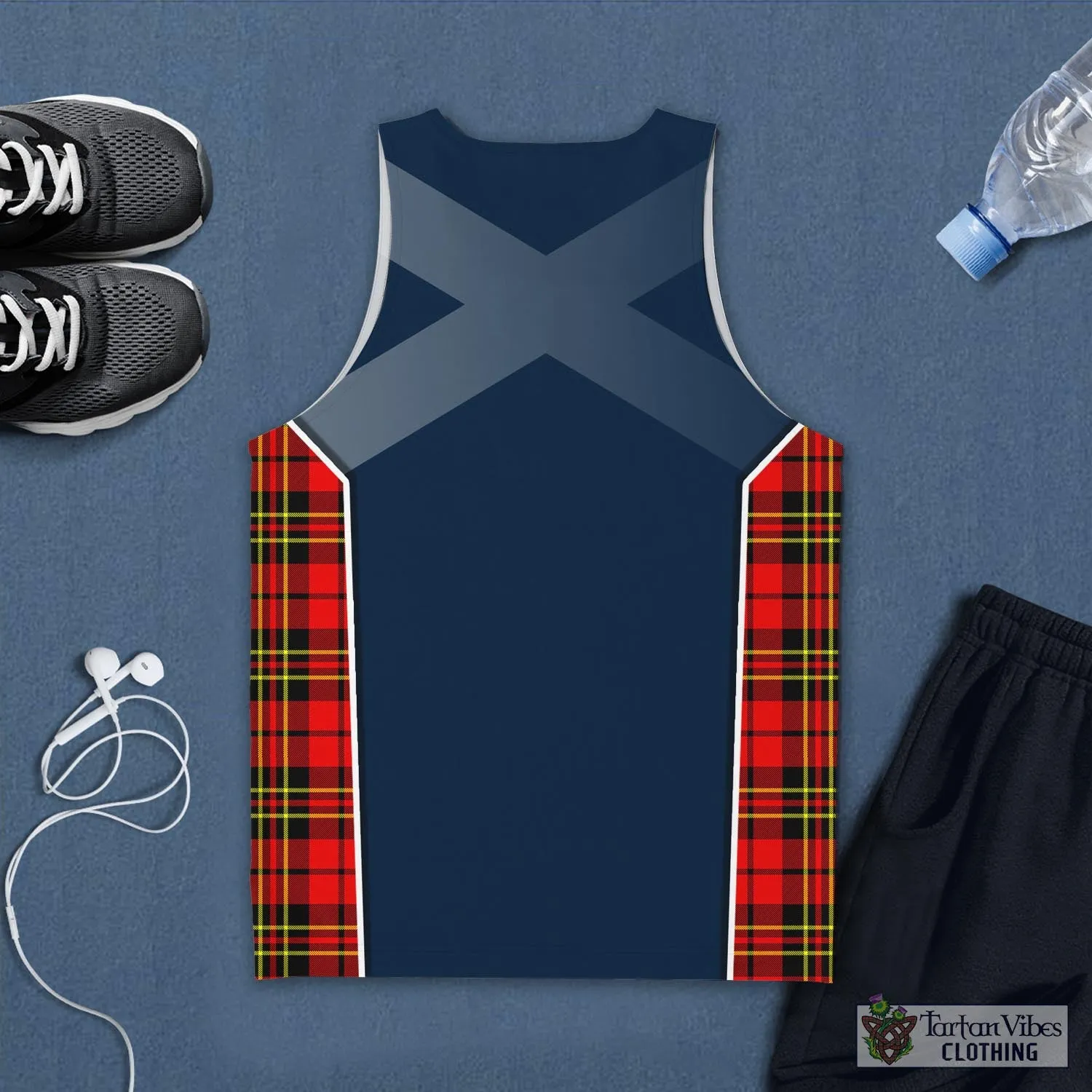 Brodie Modern Tartan Men's Tanks Top with Family Crest and Scottish Thistle Vibes Sport Style