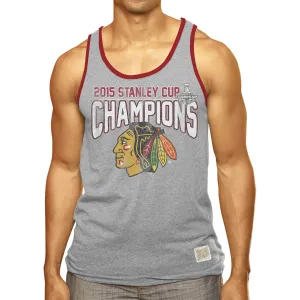 Chicago Blackhawks Retro Brand 2015 Stanley Cup Champions Gray Tank Top Shirt