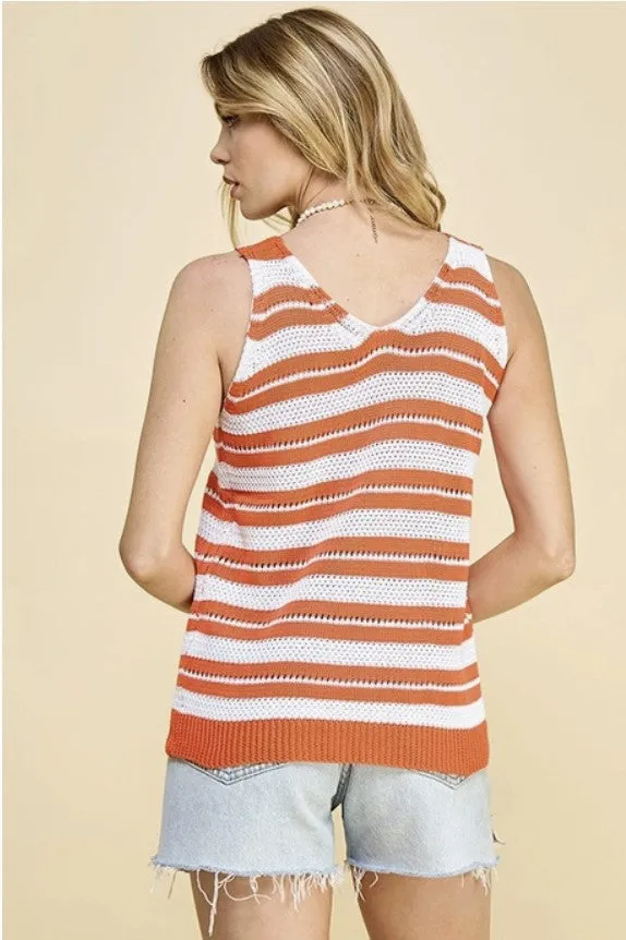 Coral/White Stripe Tank - #7272-7277