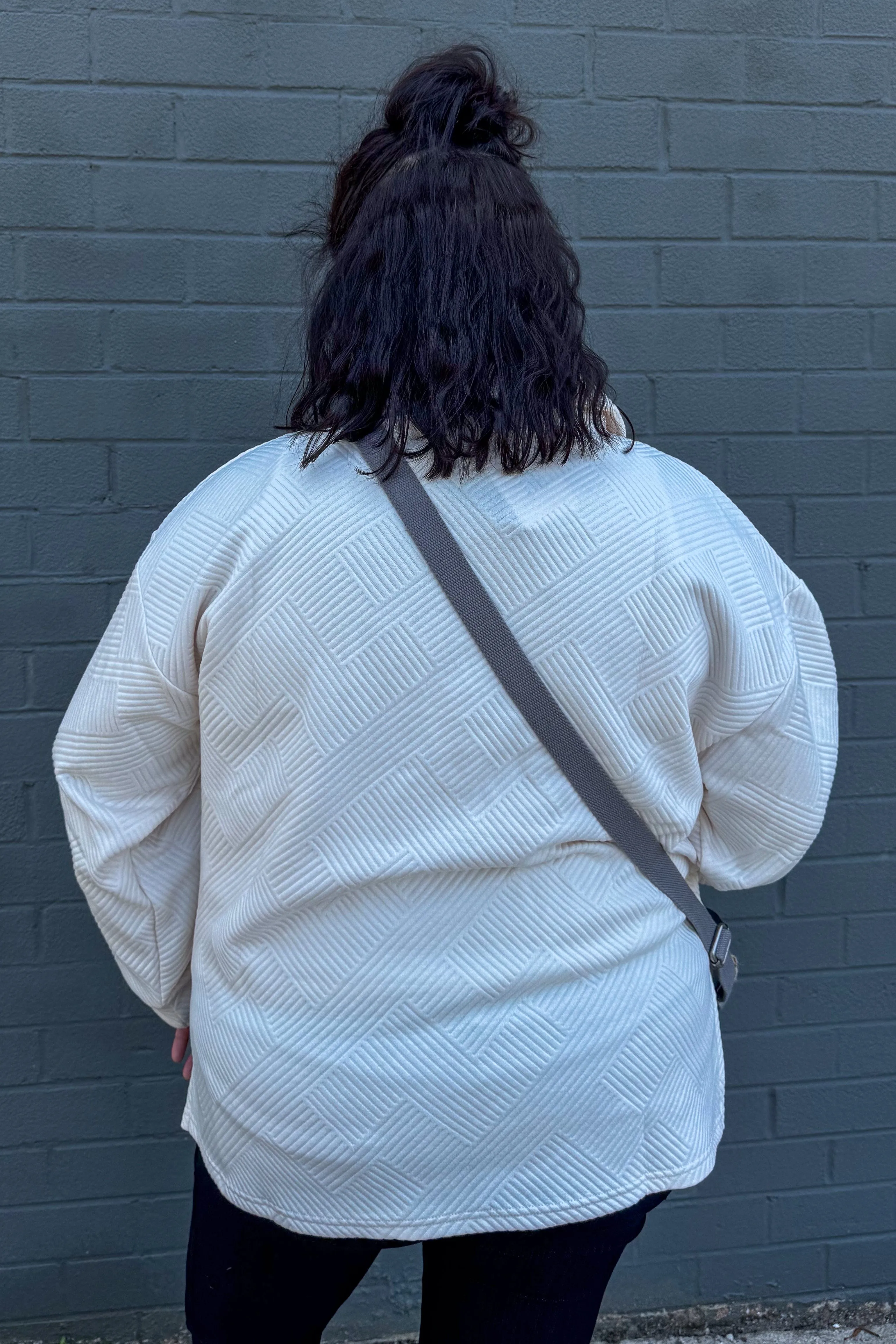 Cream Textured Collared Top