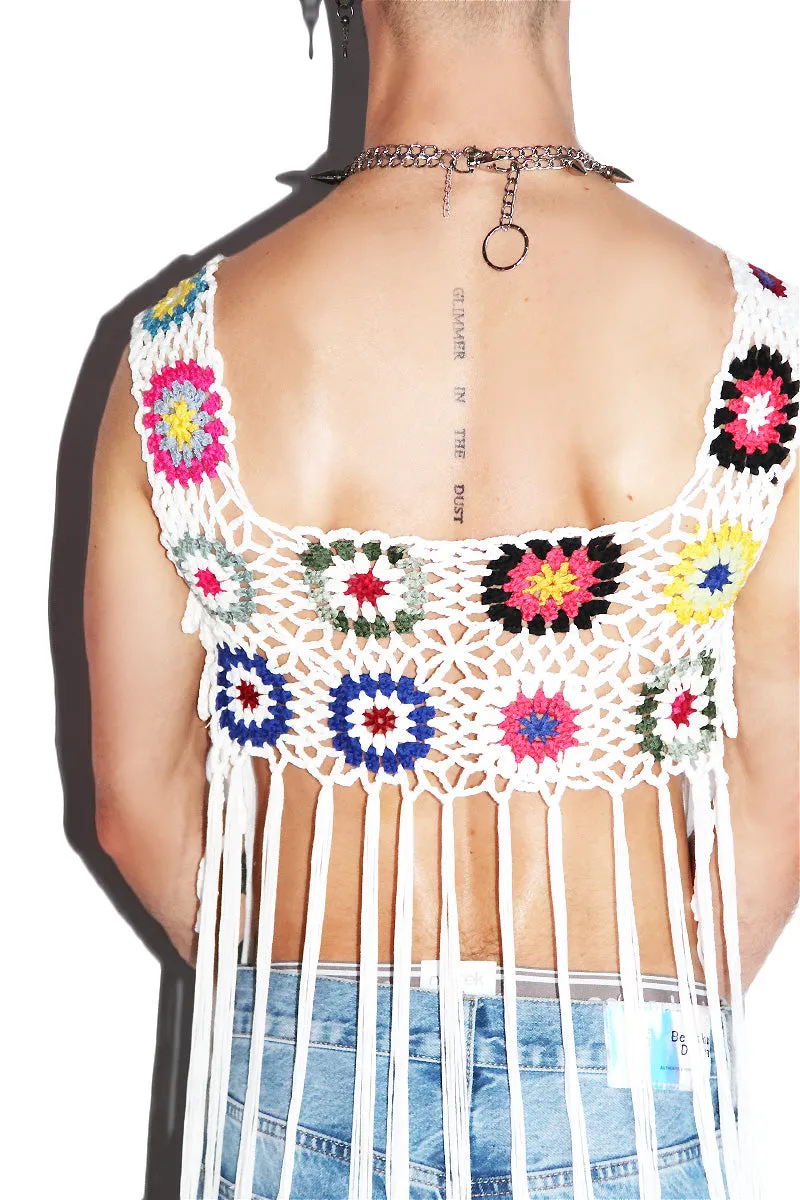 Crochet Fringe Tank- White