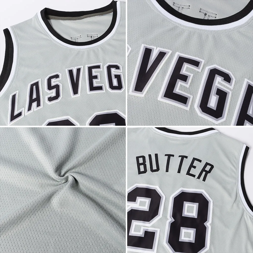 Custom Gray Gray-Royal Authentic Throwback Basketball Jersey