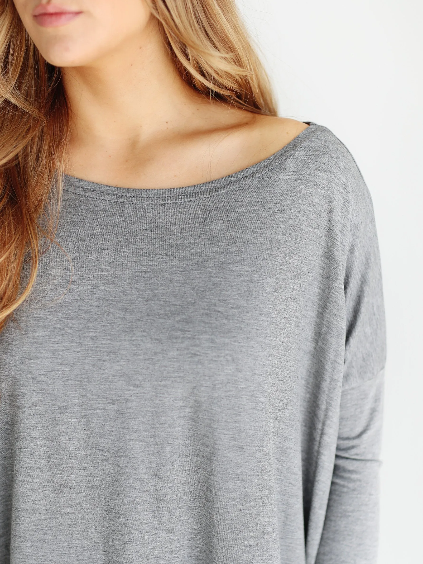 Dark Heather Gray 3/4 Sleeve Top