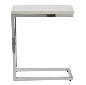 Echo - White Marble Top Chairside Table - White