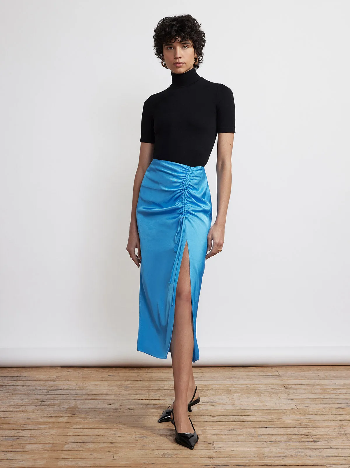 Emmeline Blue Satin Skirt