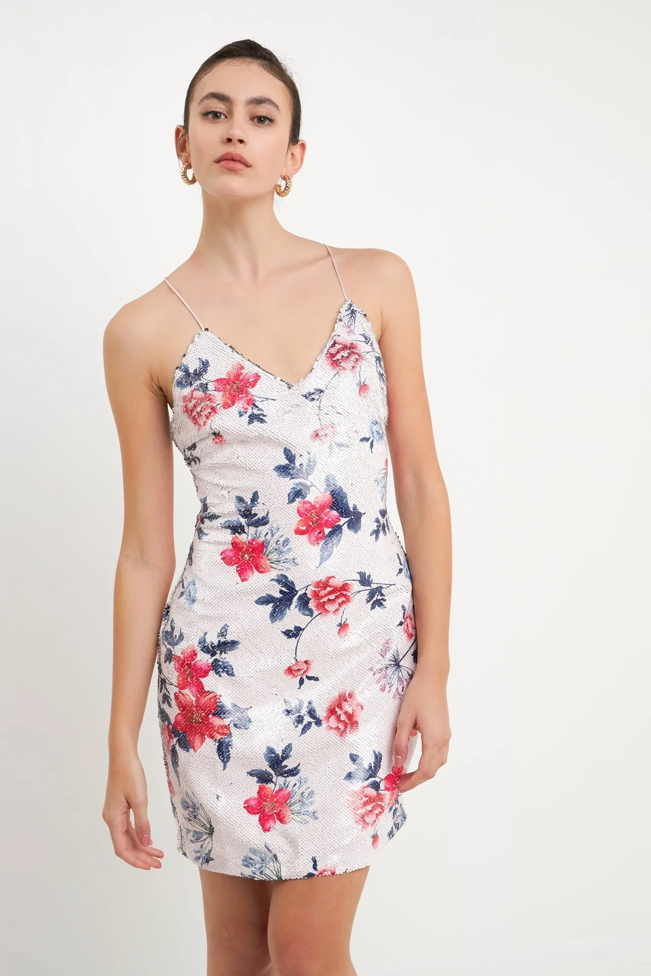 Endless Rose - Floral Sequin Strappy Dress