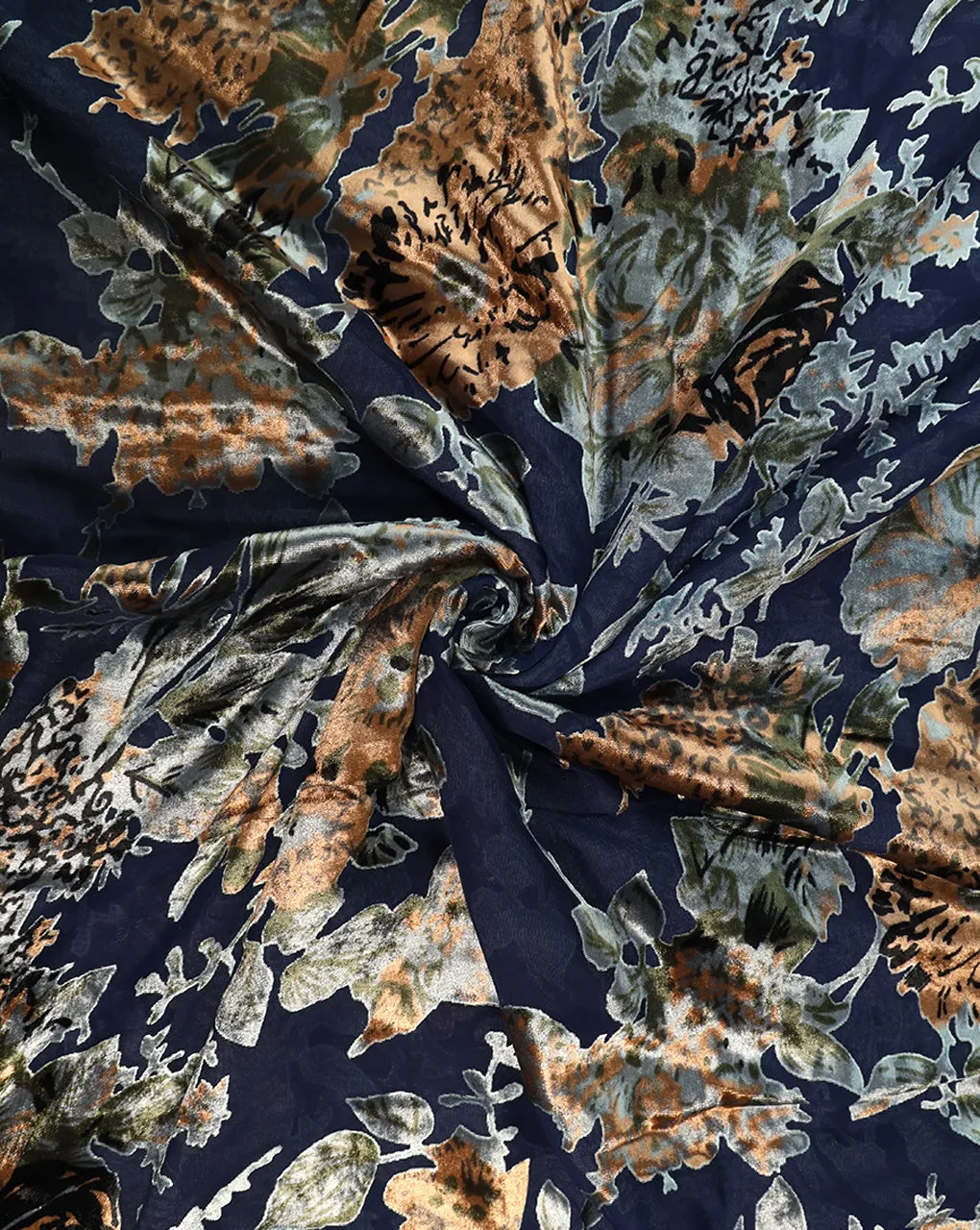 FLORAL PATTERN POLYESTER BRASSO VELVET FABRIC