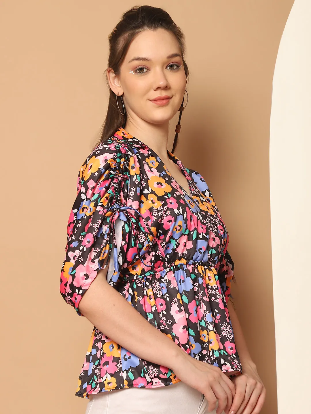 Floral Printed Peplum Top for Womens