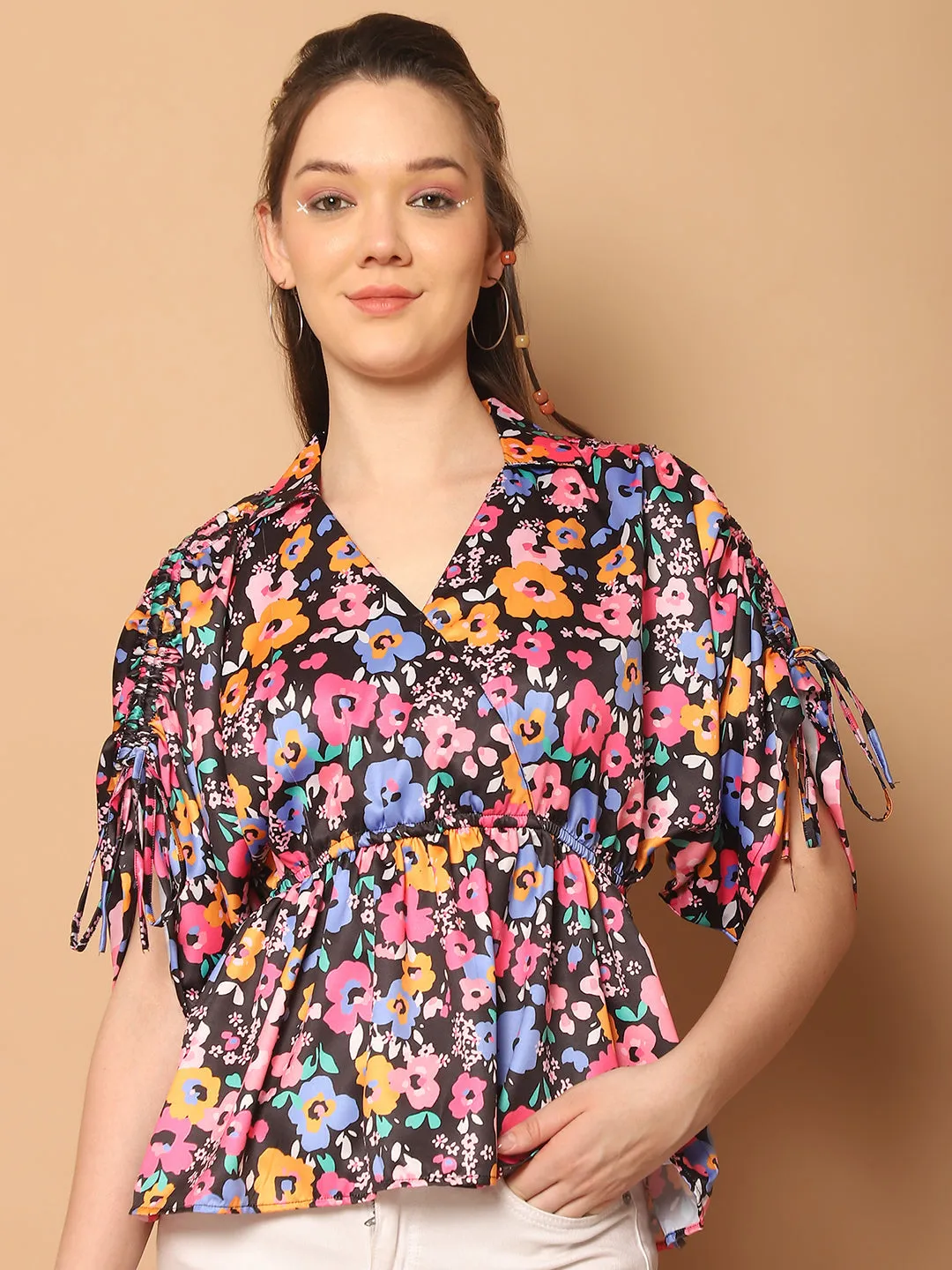 Floral Printed Peplum Top for Womens