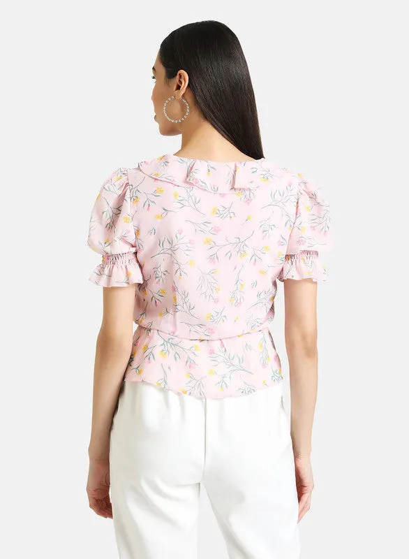 Floral Printed Top With Peplum