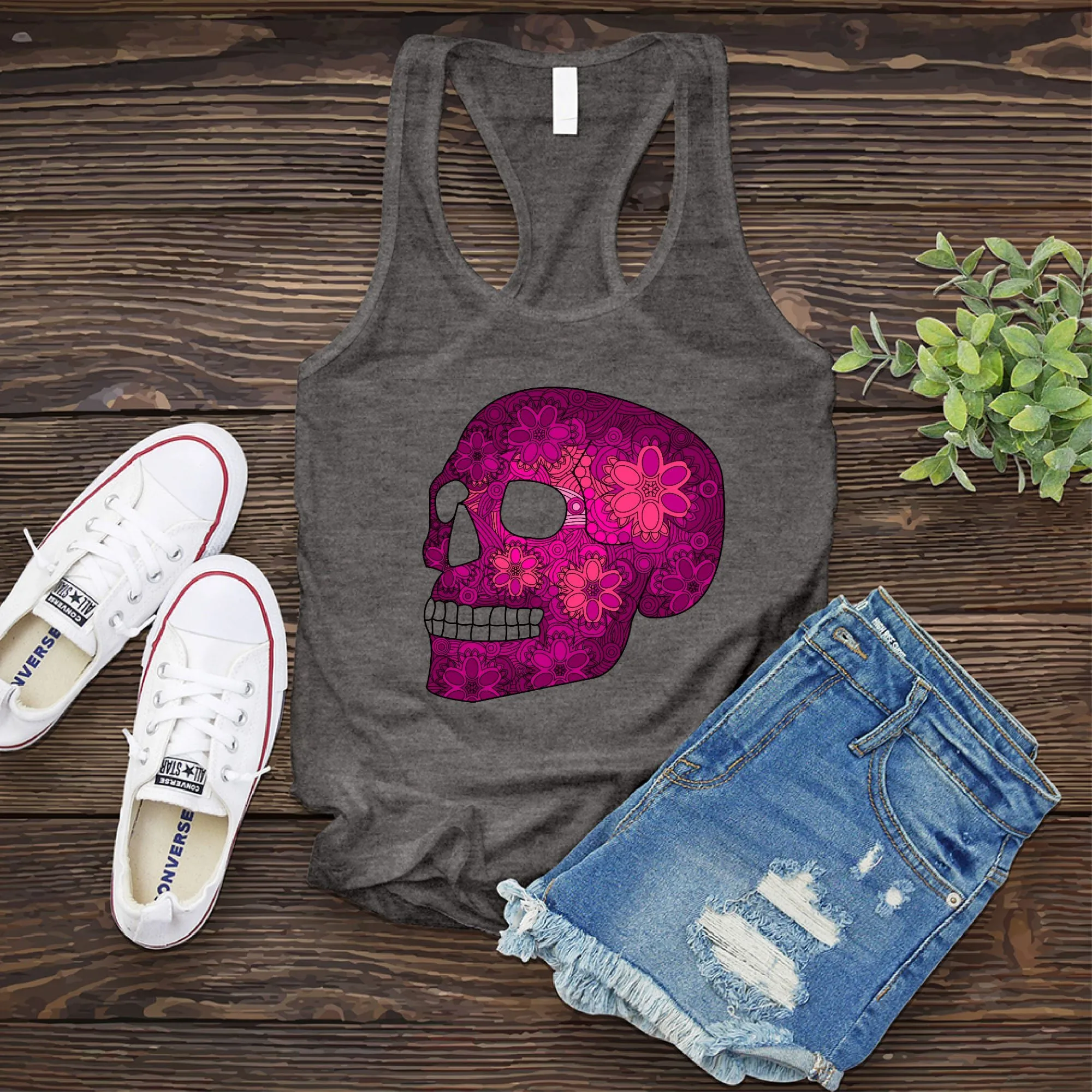 Floral Skull Women's Tank Top