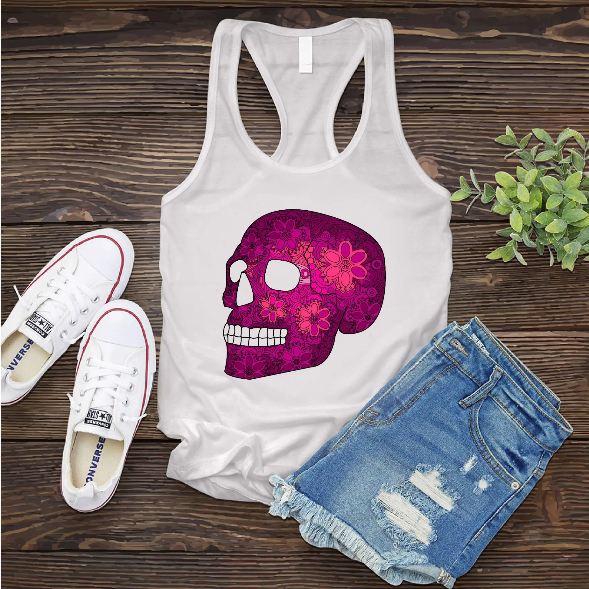 Floral Skull Women's Tank Top