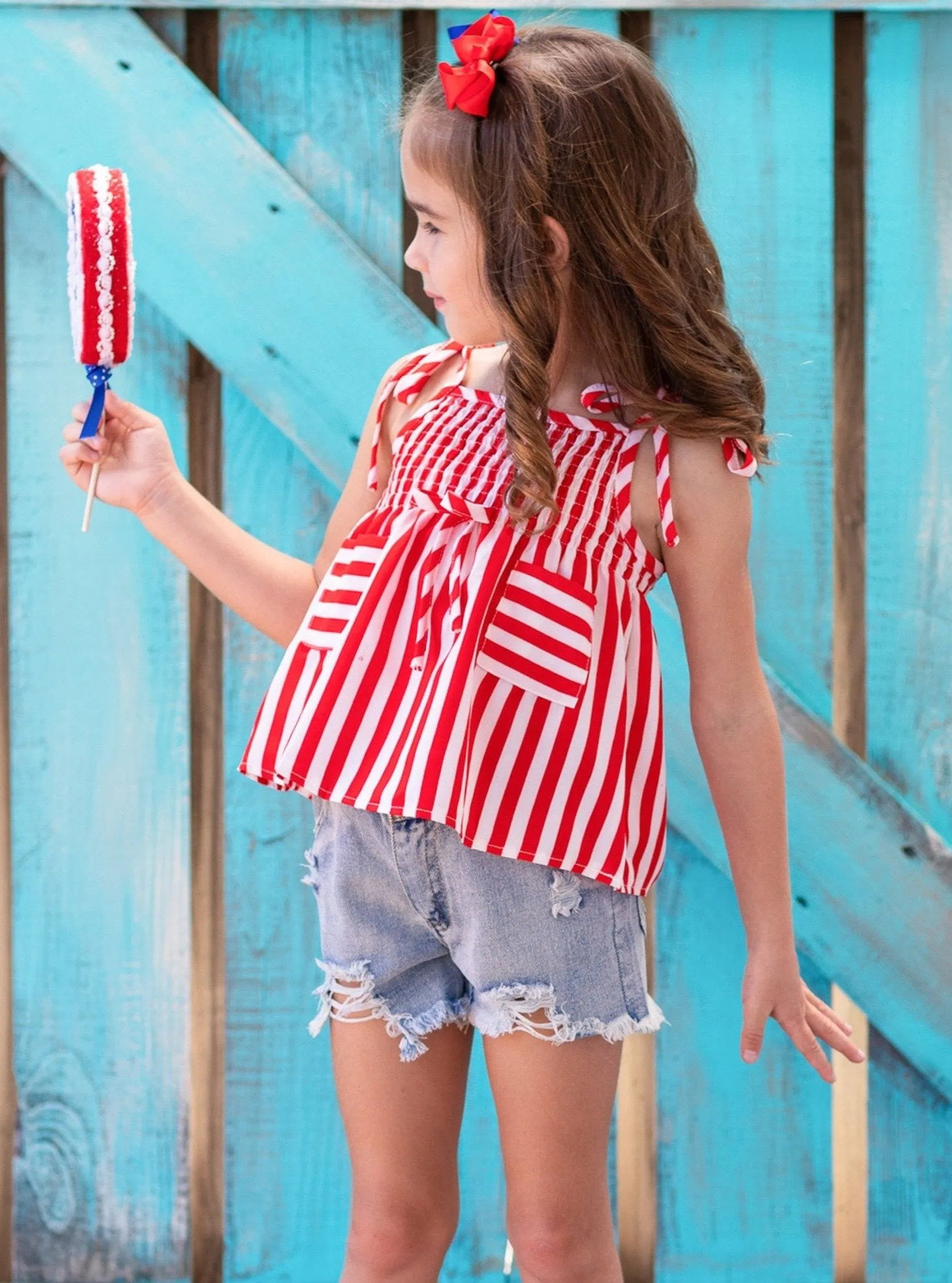 Girls Always Look Cute Top and Denim Shorts Set