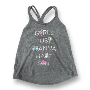 Girls Arizona Size 10/12 Gray Shimmer Girls Just Wanna Have Sun Tank