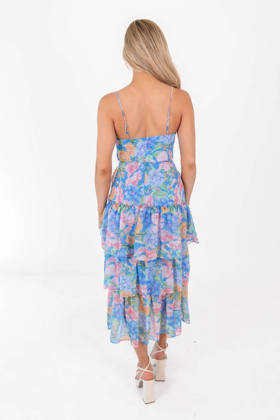 Give Me Butterflies Midi Dress - Blue