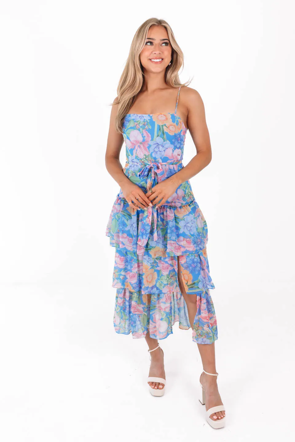 Give Me Butterflies Midi Dress - Blue