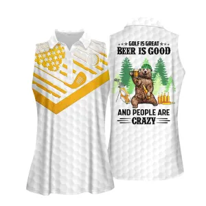 Golf Is Great Beer Is Good Women Short Sleeve Polo Shirt Sleeveless Polo Shirt