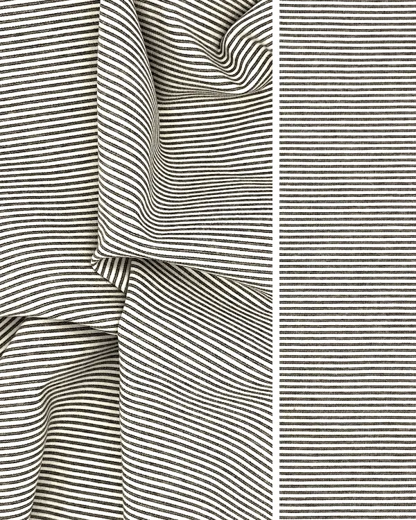 Heather Grey and White Striped Ponte de Roma Rayon Knit Fabric