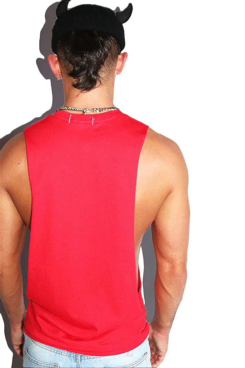 Horny Low Armhole Tank- Red