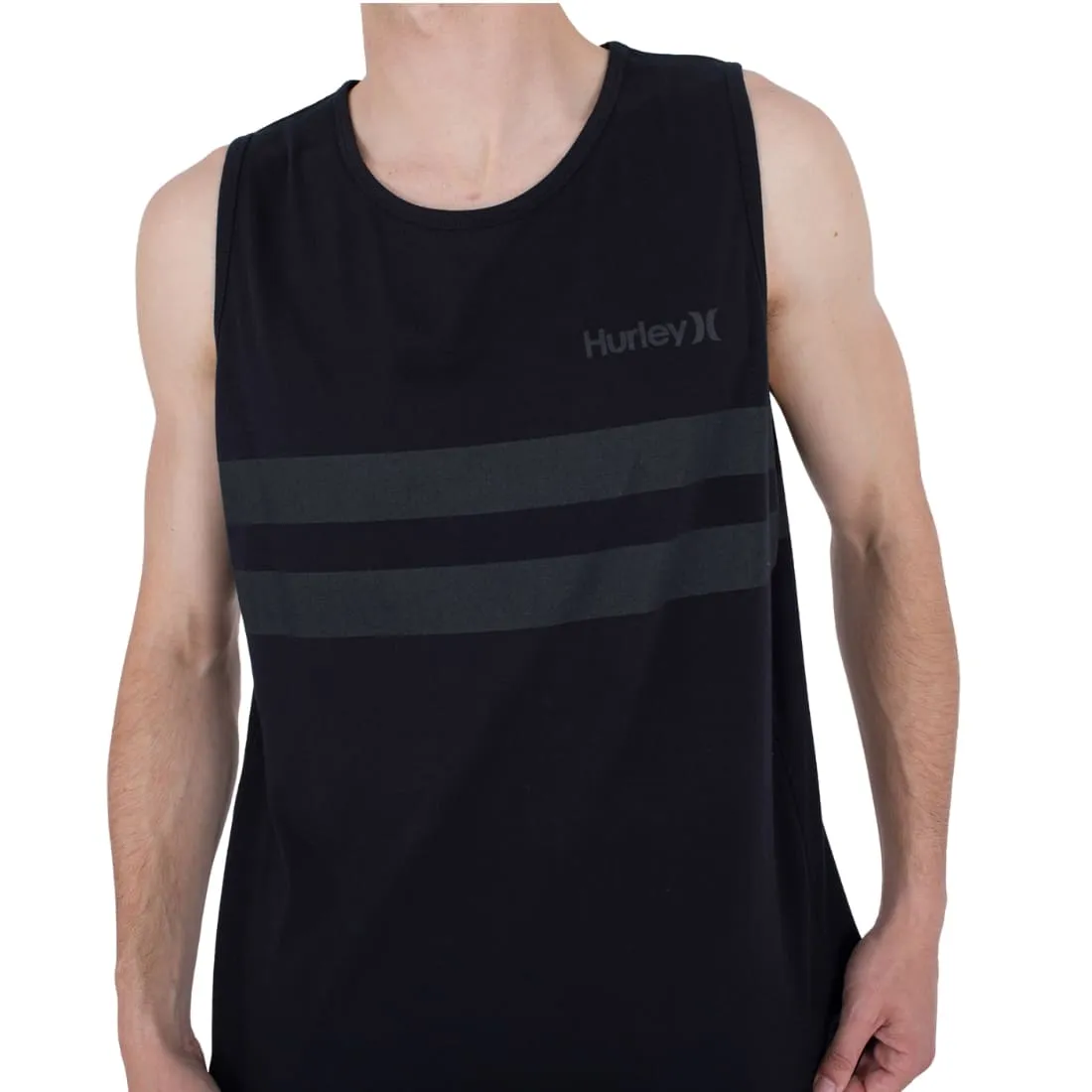 Hurley Oceancare Stripes Tank Top Vest - Black Heather