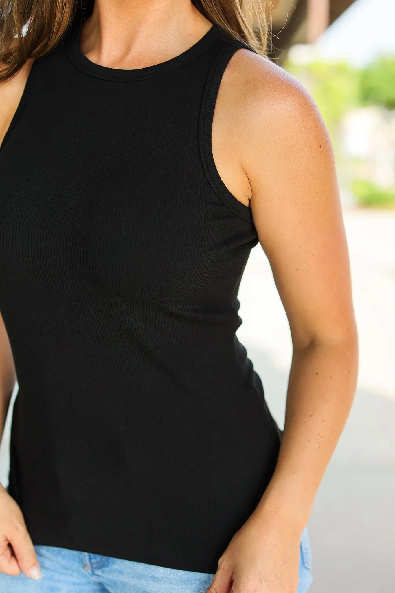 IN STOCK Tara Ribbed Tank - Black