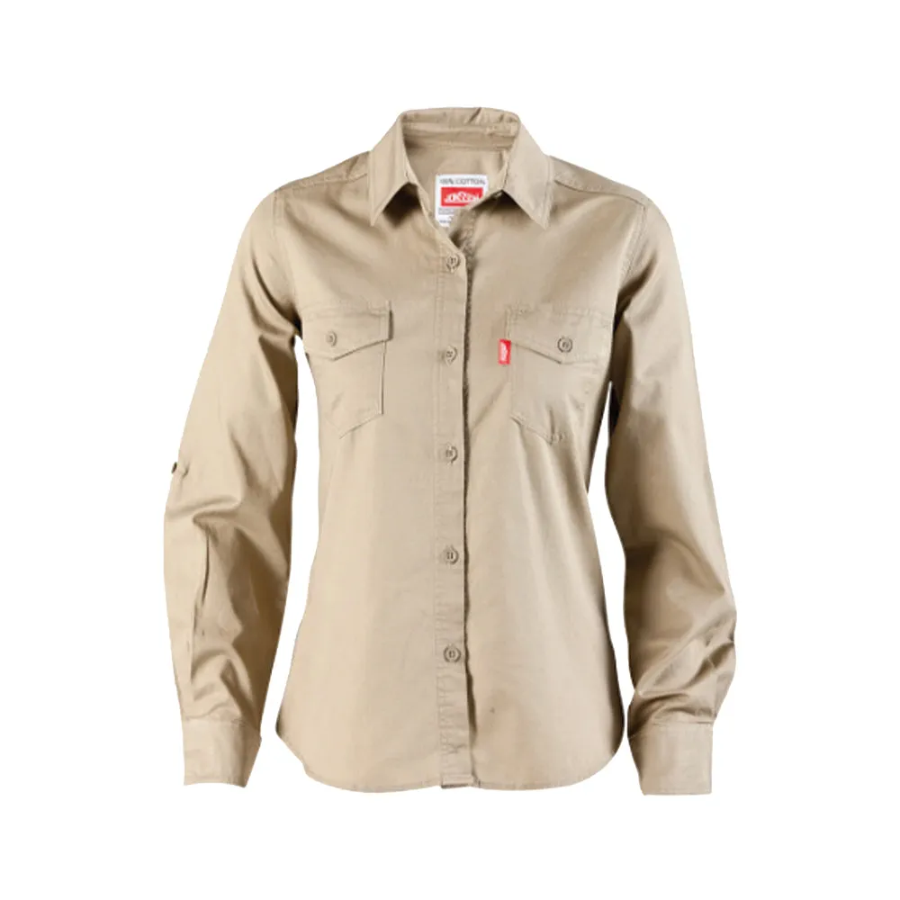 JONSSON WOMENS L/S WORK SHIRT COLOUR-KHAKI SIZE-M