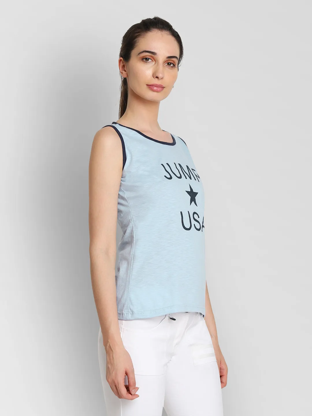 JUMP USA Women Blue Printed Tank Top