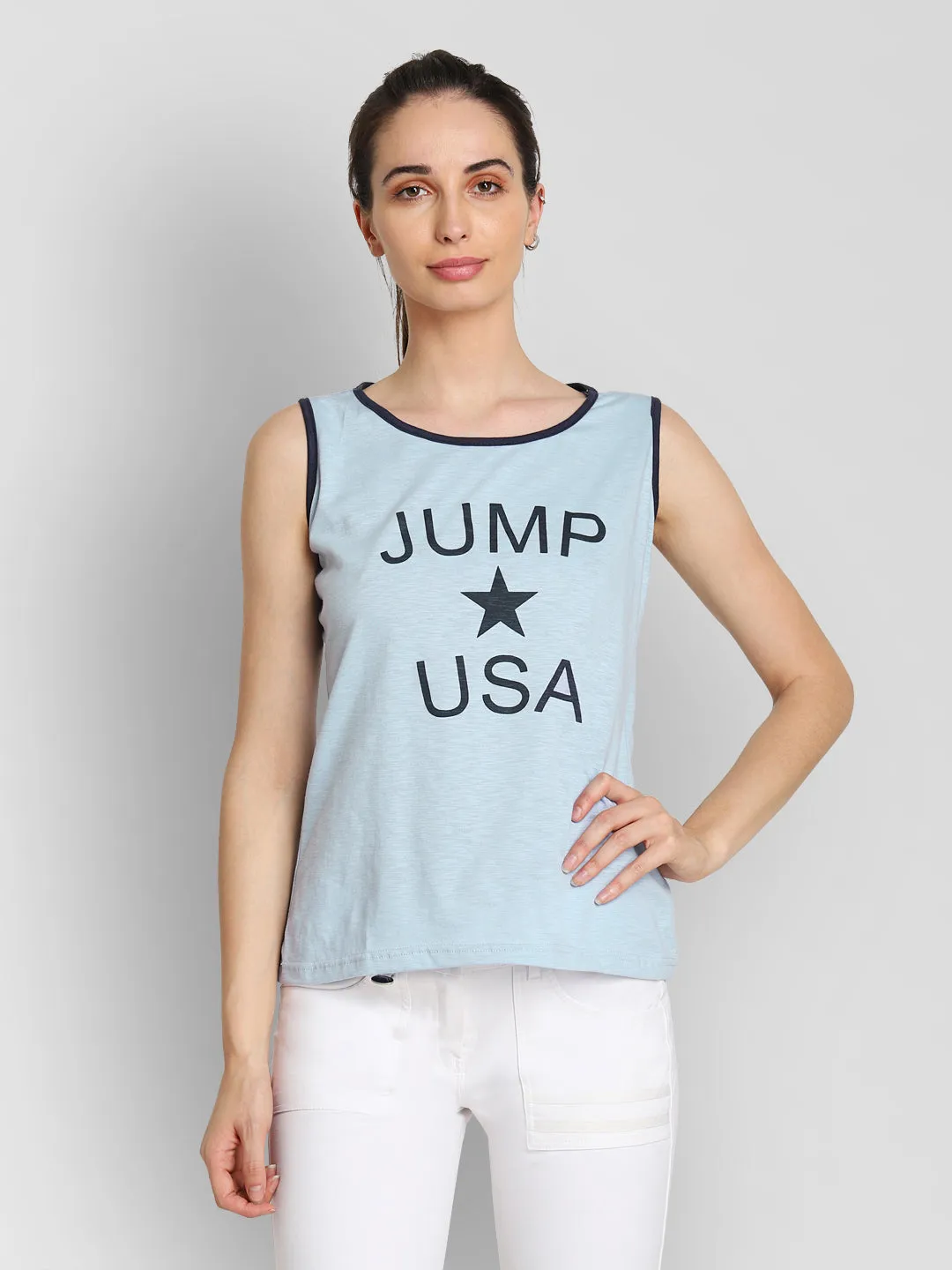 JUMP USA Women Blue Printed Tank Top