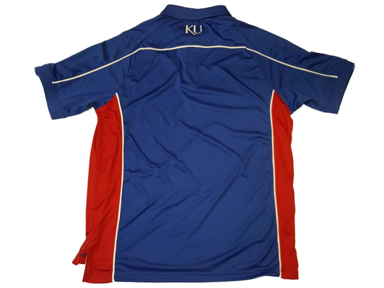 Kansas Jayhawks Chiliwear Blue SS Performance 3 Button Golf Polo T-Shirt (L)