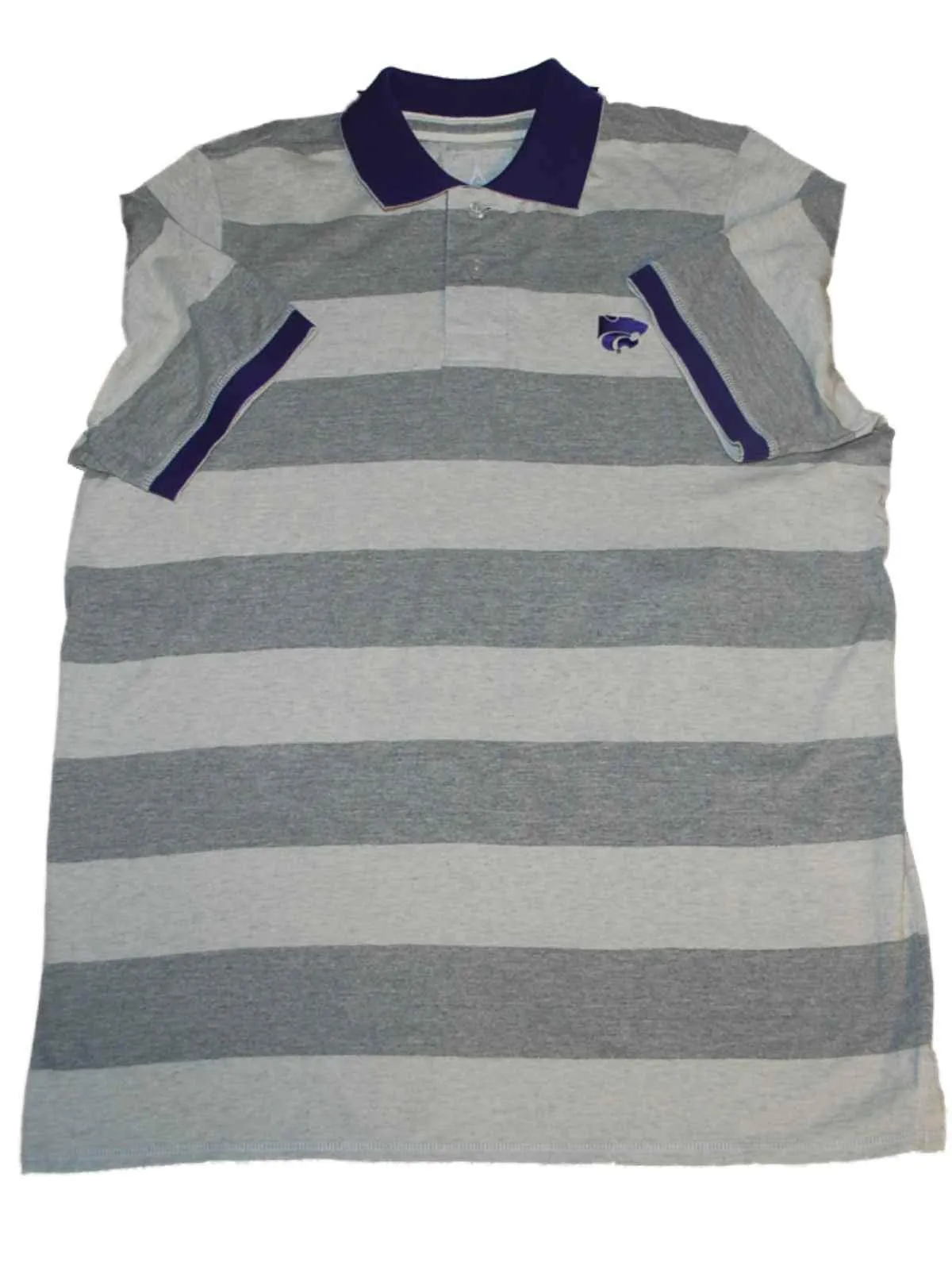 Kansas State Wildcats Antigua Dark Light Gray Striped Golf Polo T-Shirt (L)