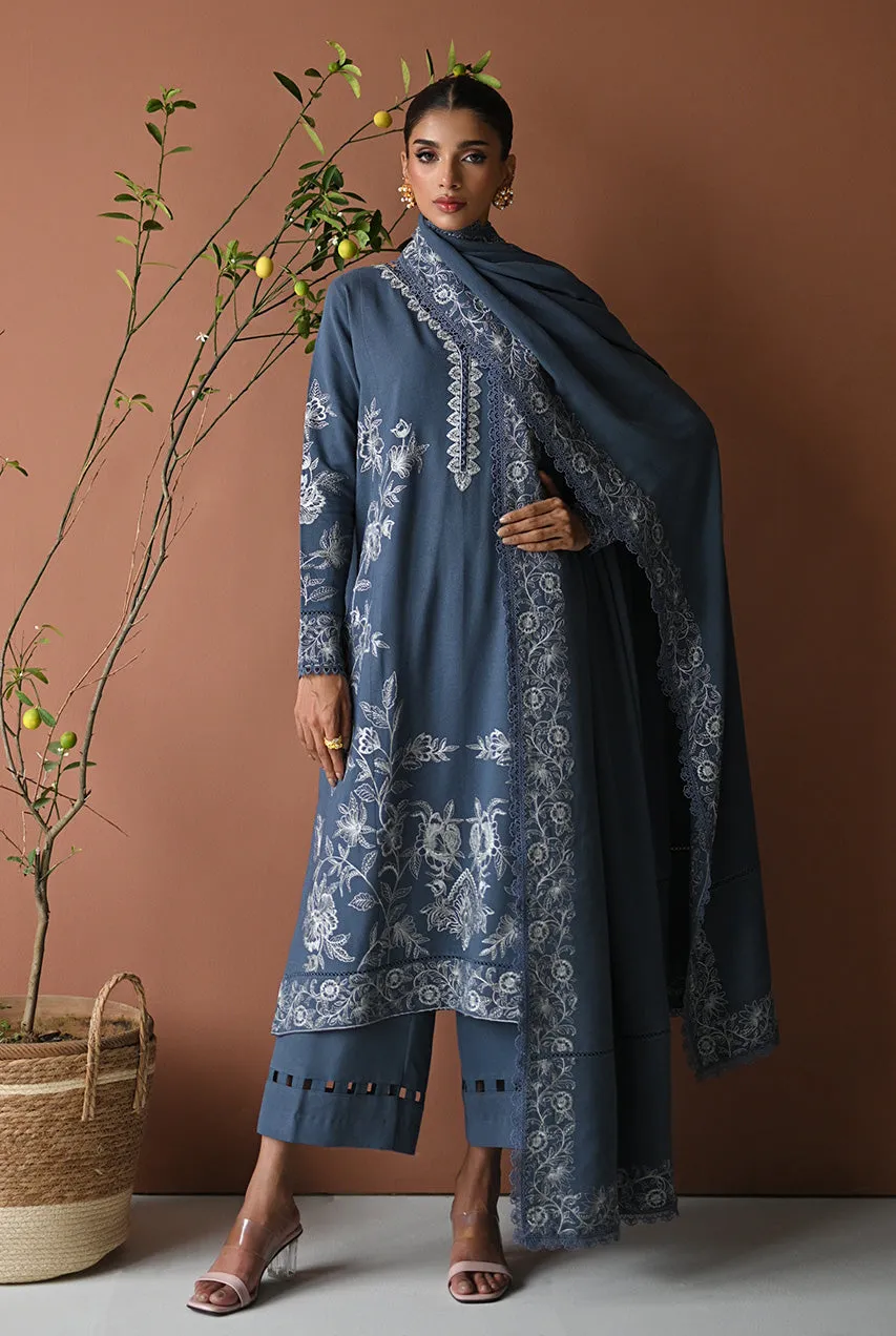 KARANDI'24-BLUE SLATE GREY LUXURY EMBROIDERED KARANDI SET (NEL-24630)