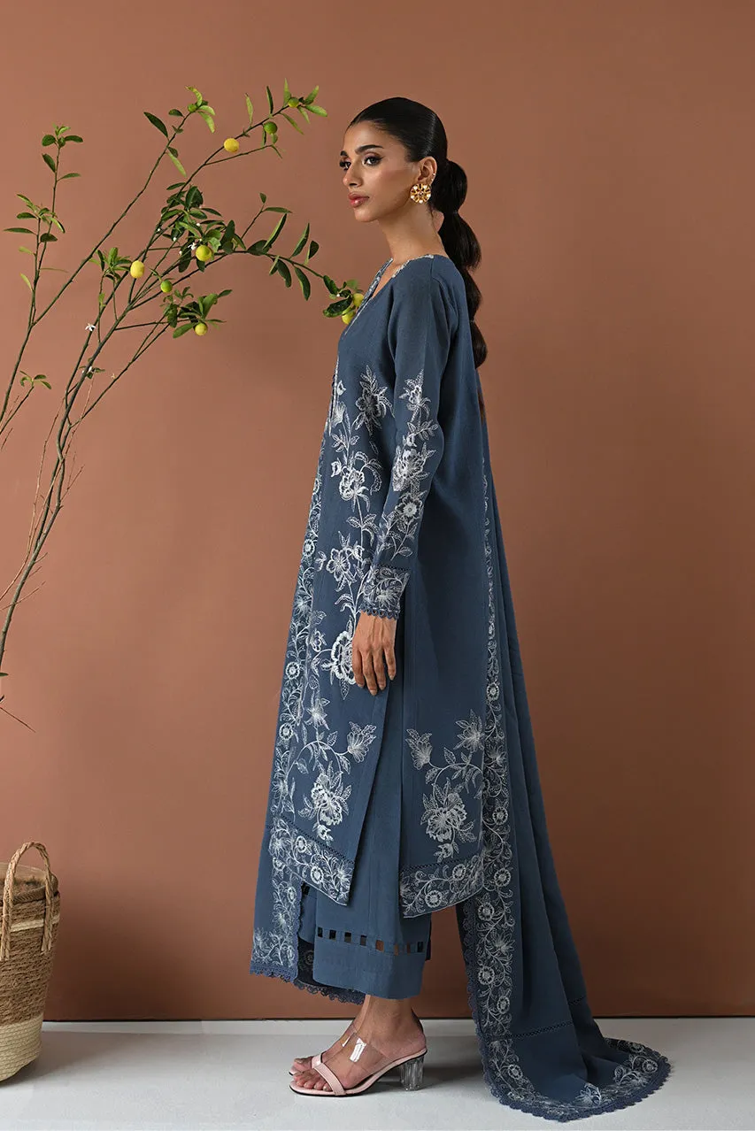 KARANDI'24-BLUE SLATE GREY LUXURY EMBROIDERED KARANDI SET (NEL-24630)