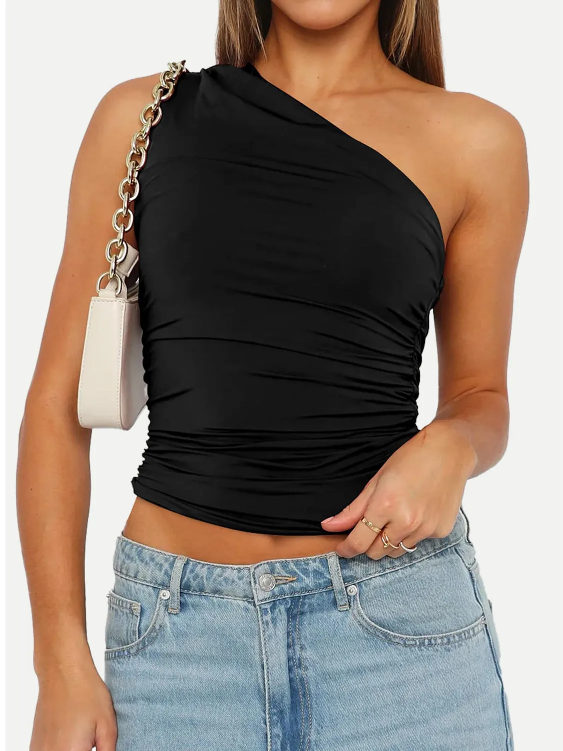 kesley Ruched One Shoulder Tank