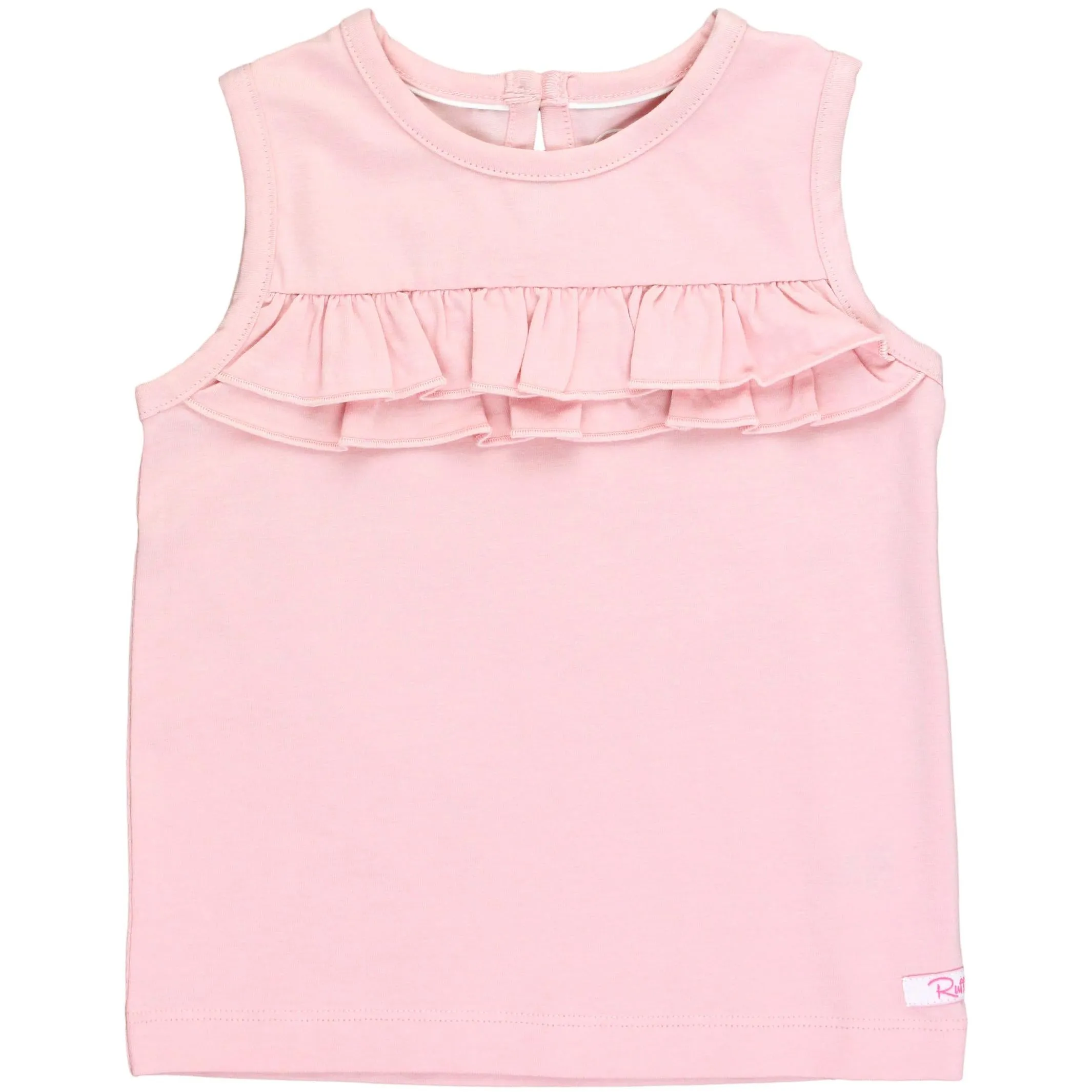 Knit Ruffle Trim Tank- Pink