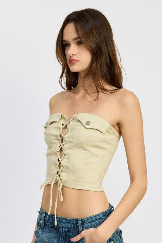 LACE UP CORSET BUSTIER TOP